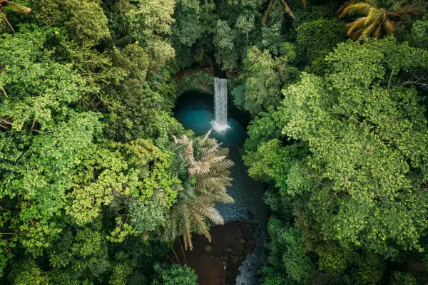 bali water fall from aerial